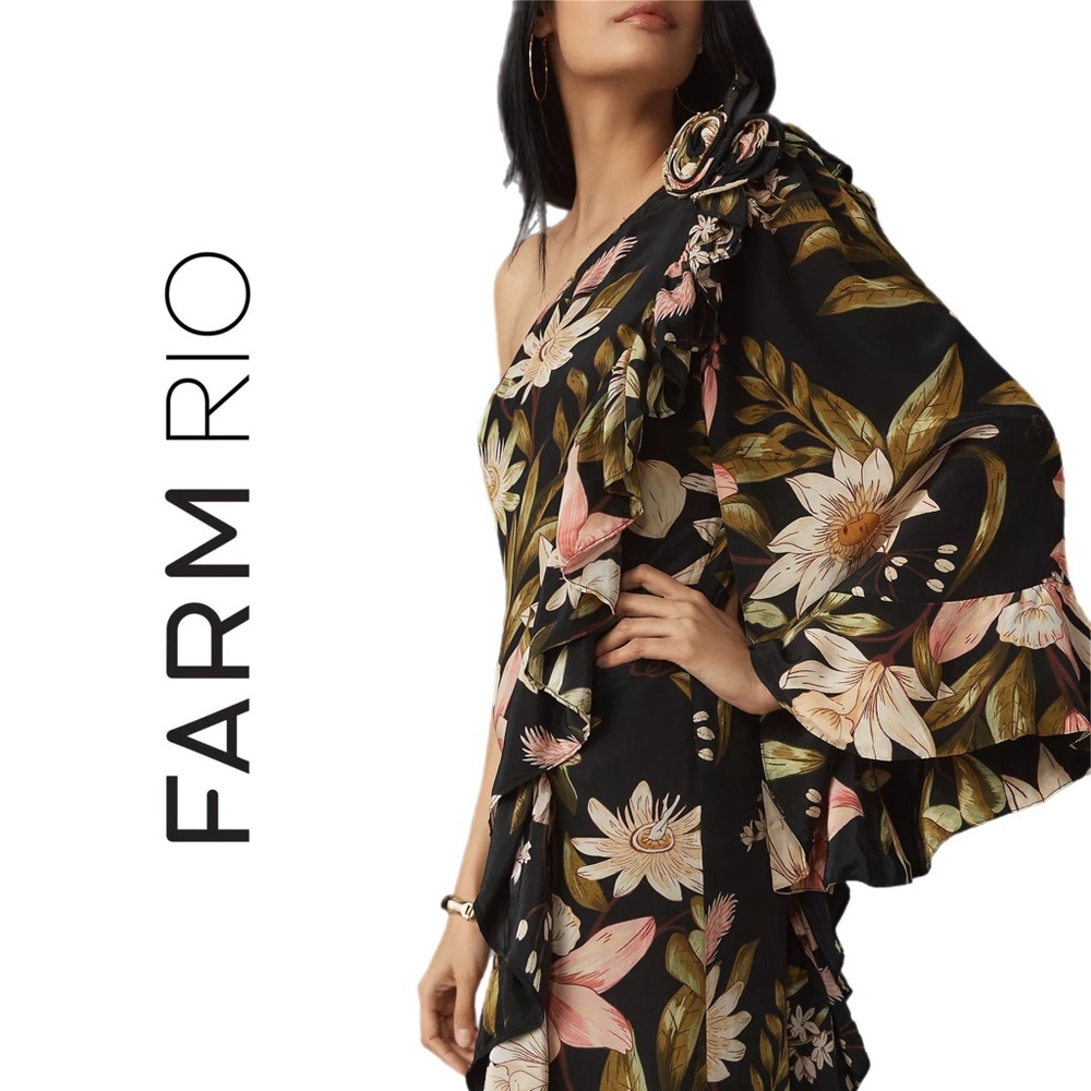 FARM Rio One-Shoulder Ruffle-Hem Dress - Picture 2 of 16